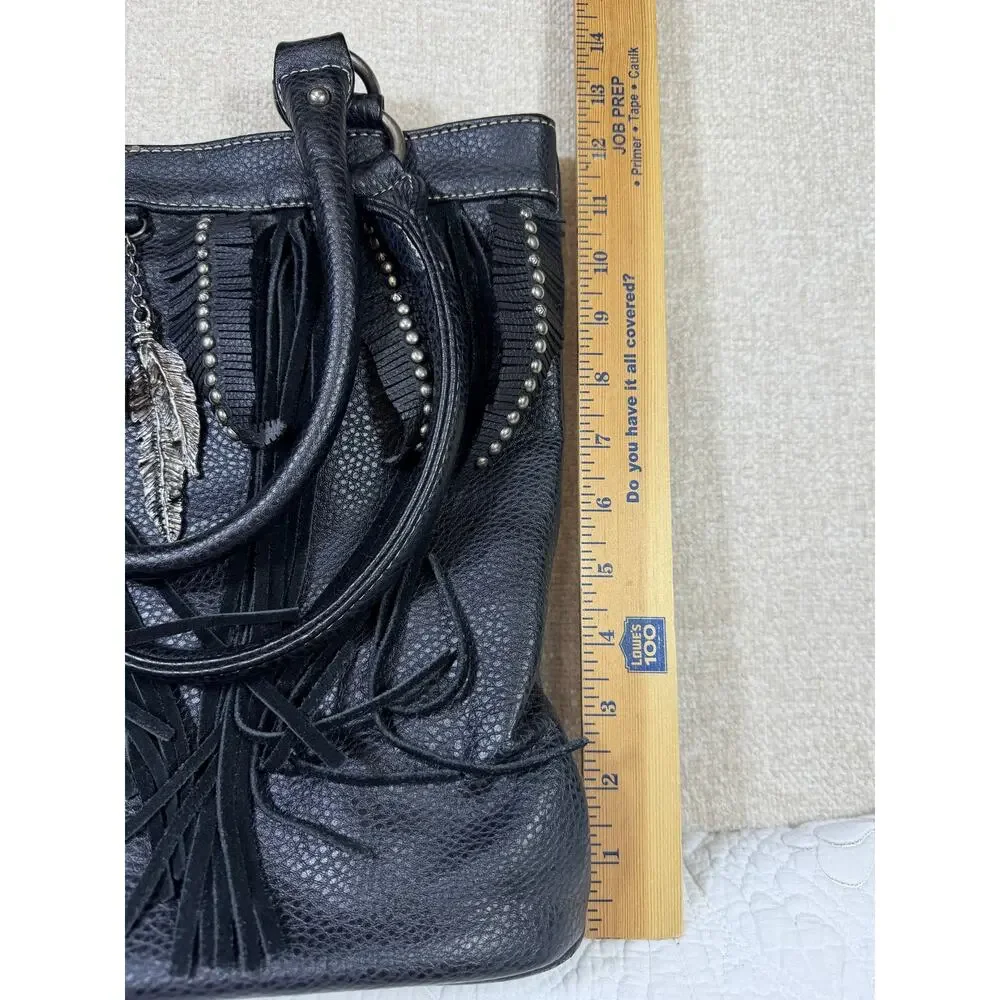 Montana West Women's Black Western Cowgirl Tote Bag Pebbled Leather Fashion